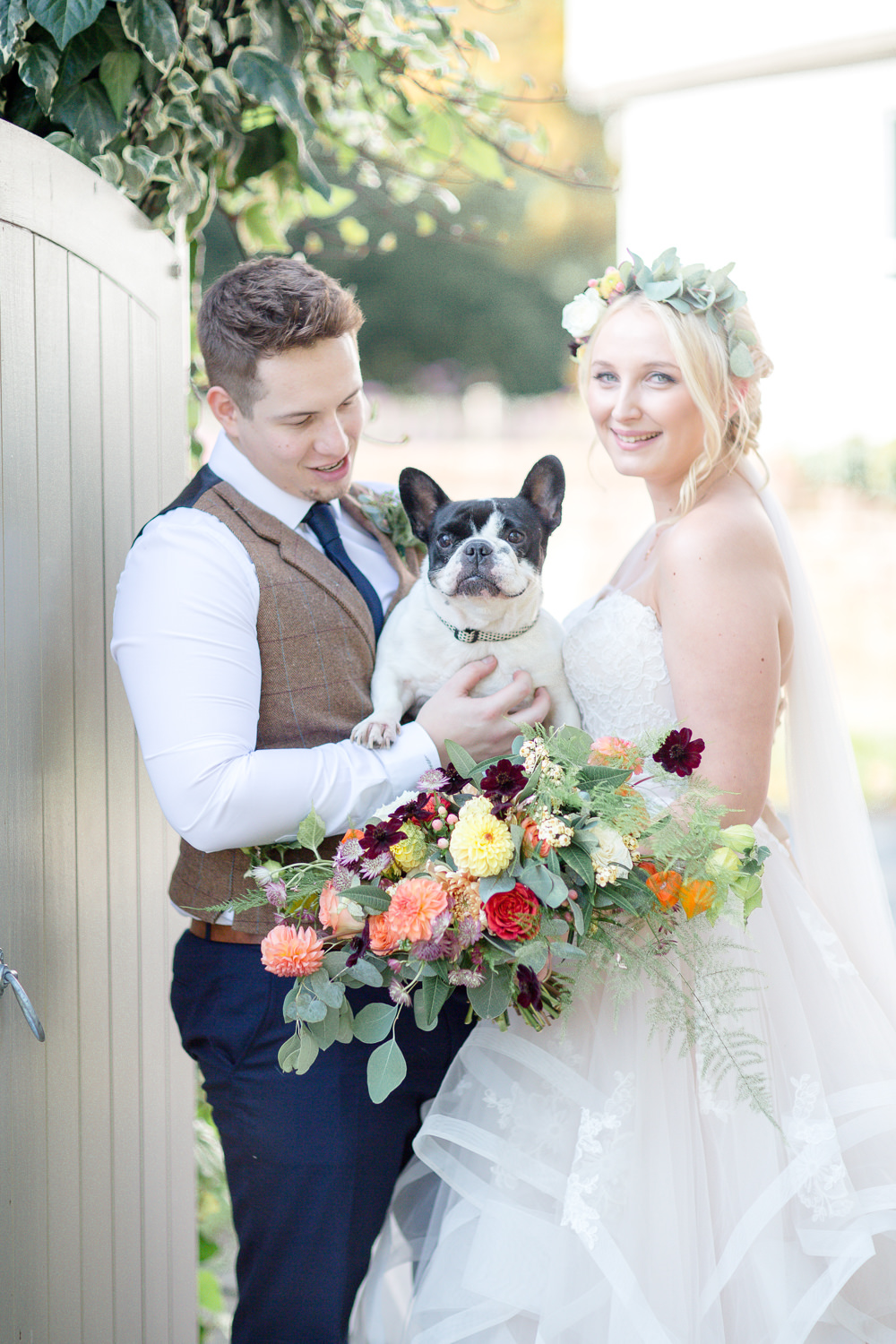 Pet Dog Autumnal Boho Wedding Ivory White Photography