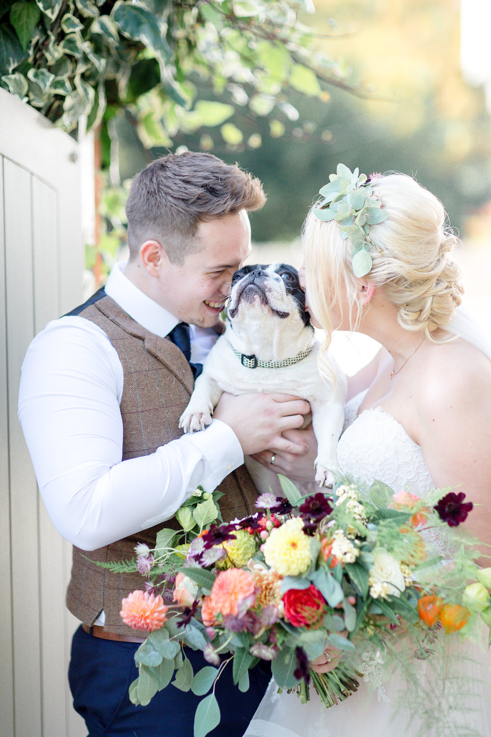 Pet Dog Autumnal Boho Wedding Ivory White Photography