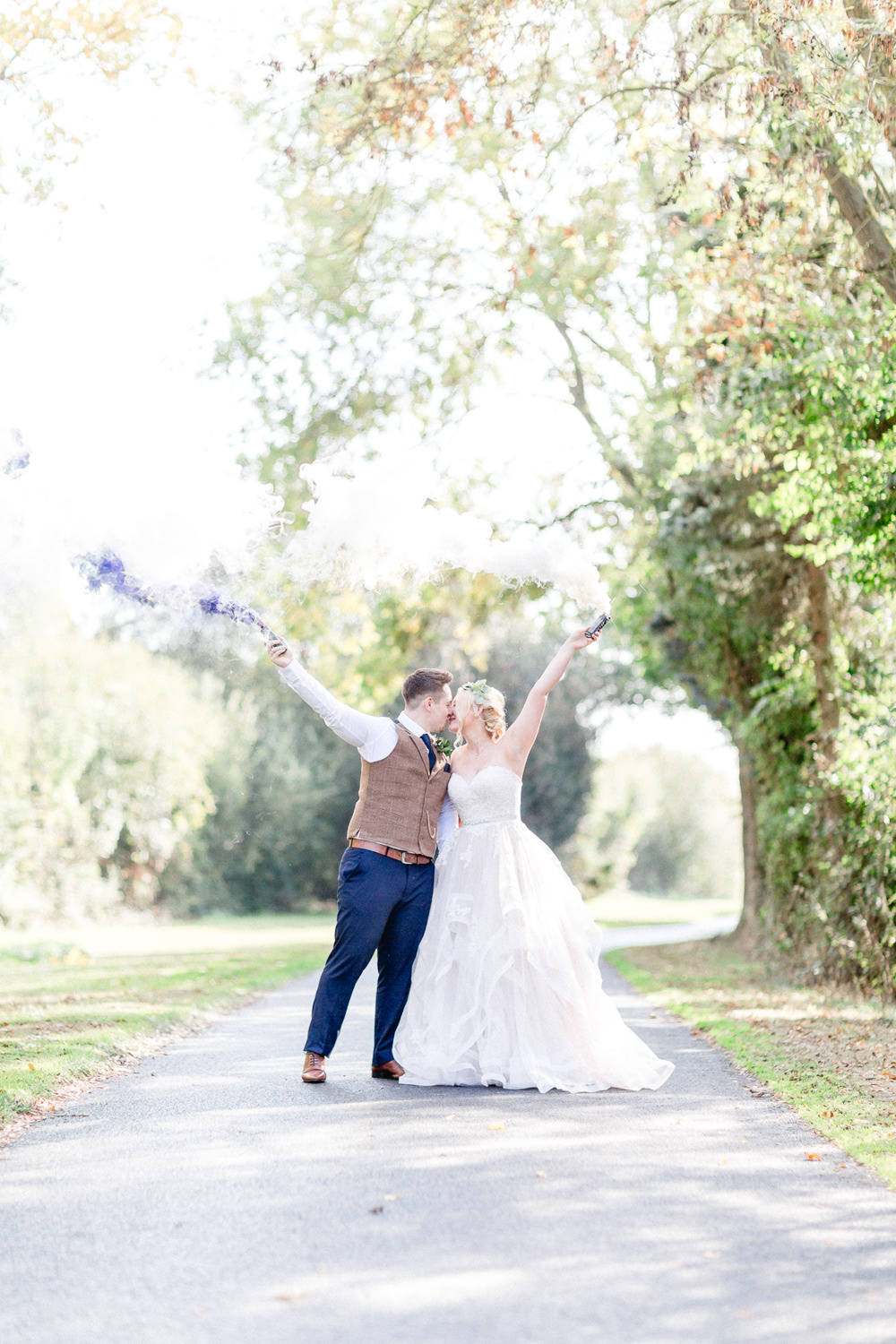 Smoke Bomb Photo Portraits Autumnal Boho Wedding Ivory White Photography