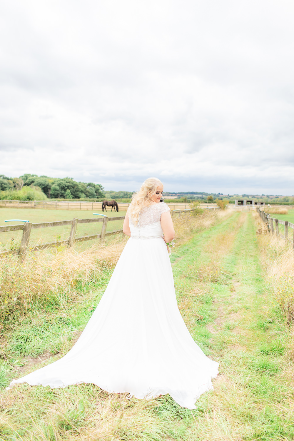 Bride Bridal Short Sleeve Lace V Neck Dress Gown Bedfordshire Tipi Wedding Natalie Stevenson Photography