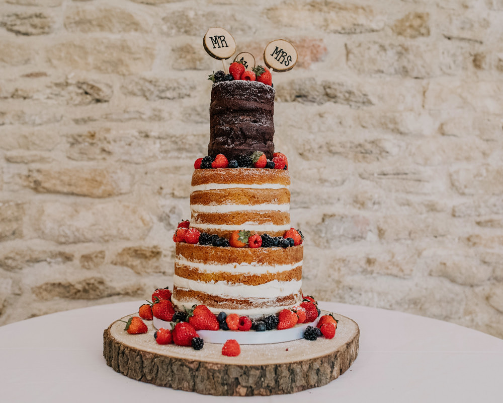 Naked Cake Layer Sponge Fruit Berries Log Slice Topper Bohemian Carefree Countryside Wedding Lush Imaging by Naomi