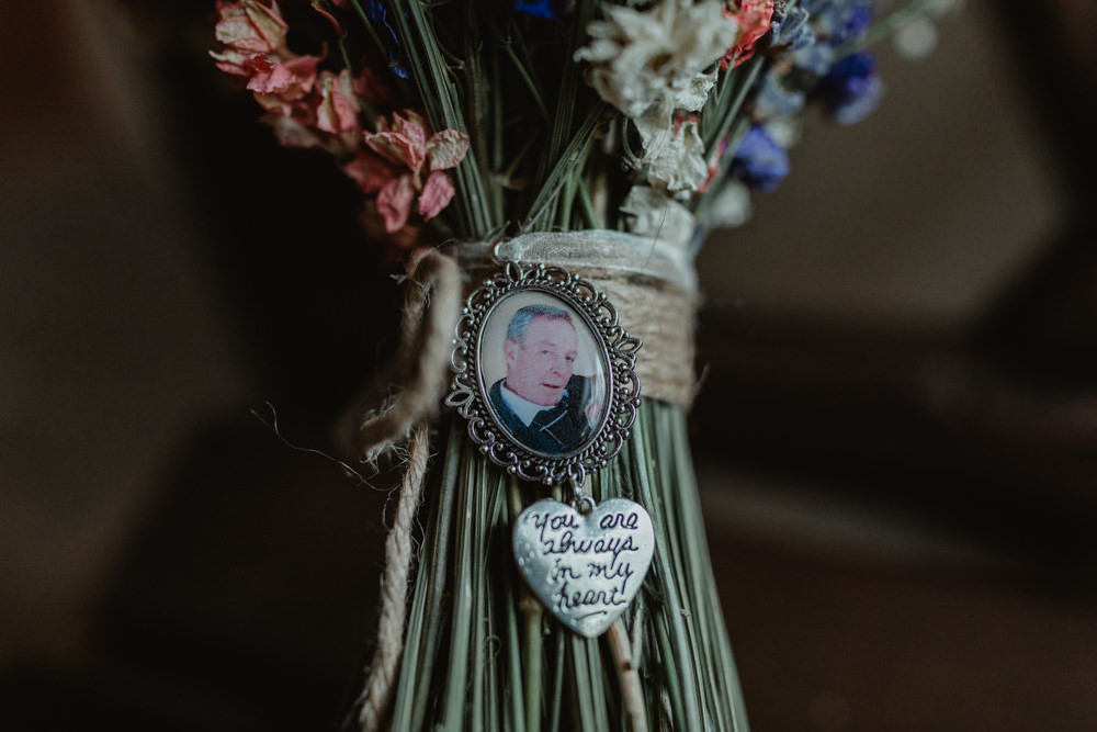 Bride Bridal Bouquet Locket Charm Photo Chilli Barn Wedding Stevie Jay Photography