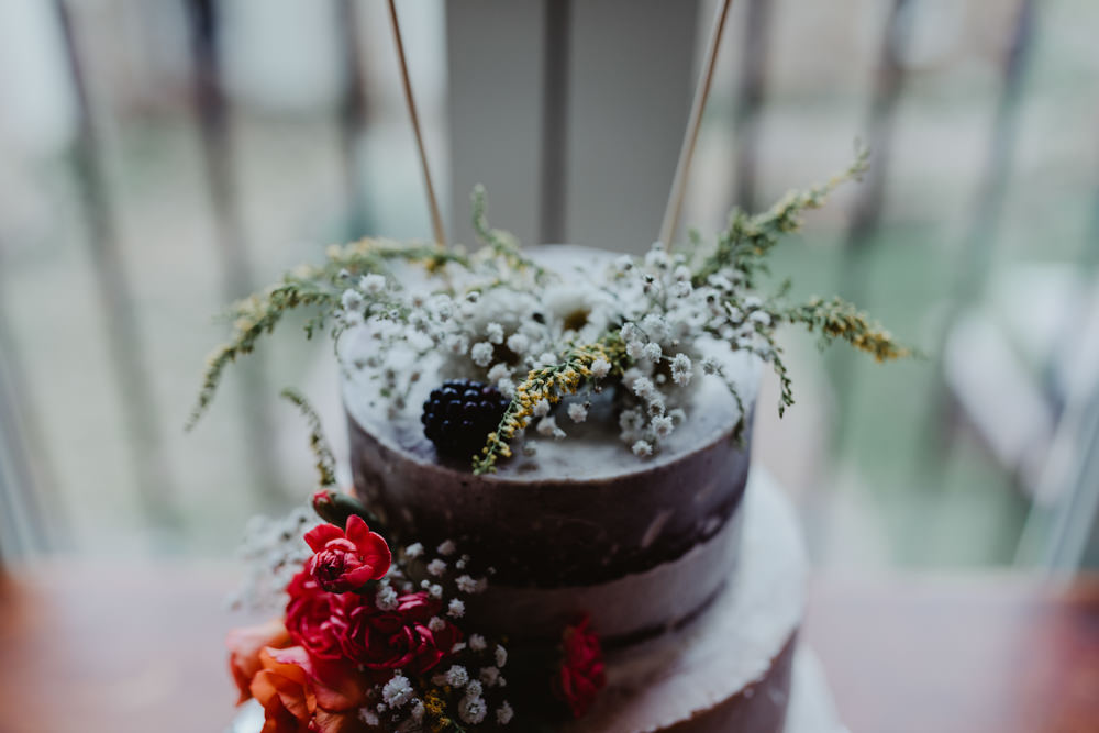 Semi Naked Cake Flowers Floral Chilli Barn Wedding Stevie Jay Photography