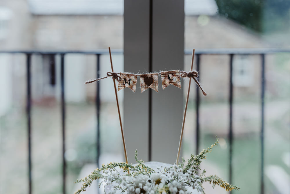 Bunting Hessian Burlap Cake Topper Chilli Barn Wedding Stevie Jay Photography