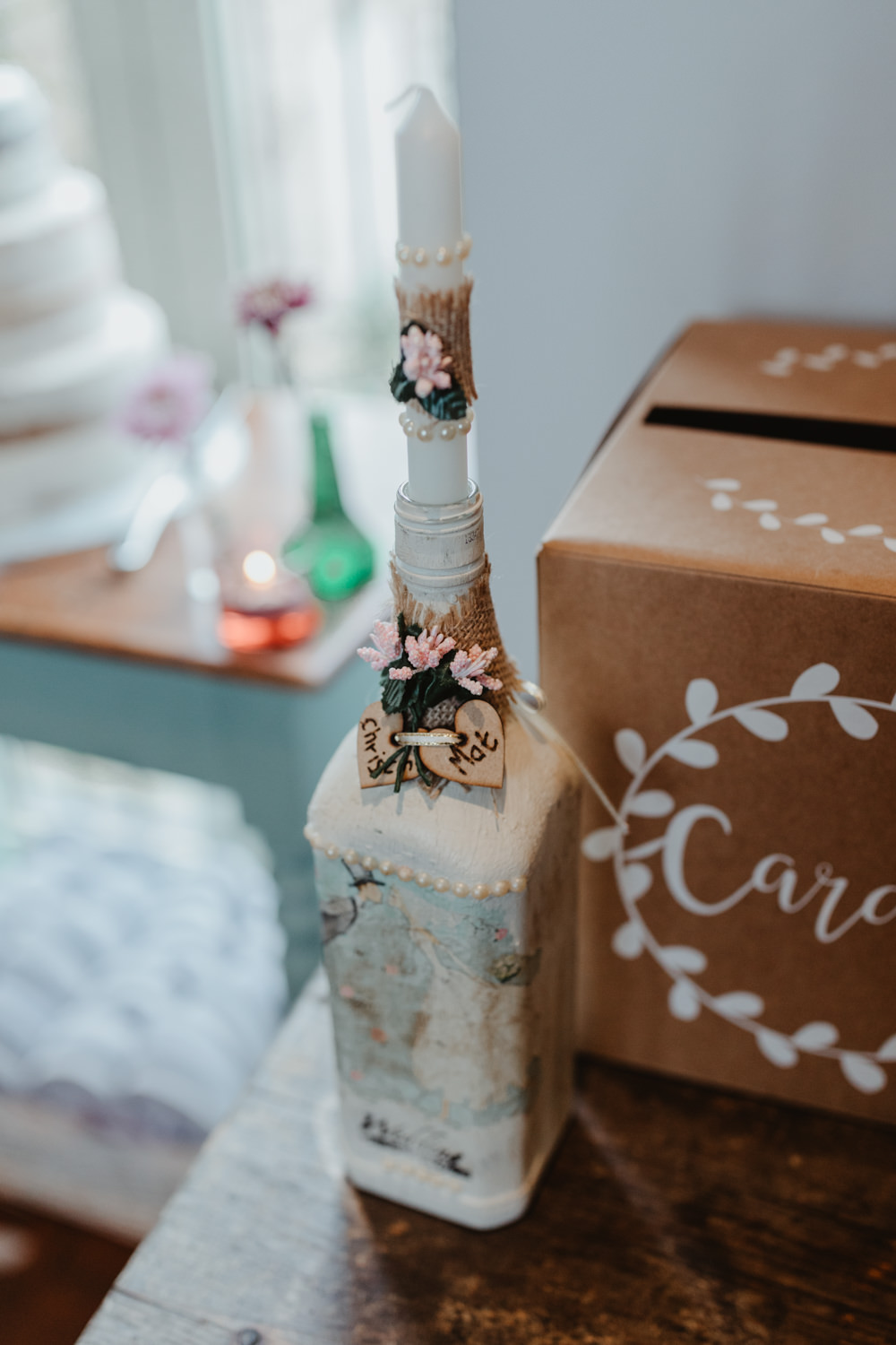 Candle Bottle Decor Chilli Barn Wedding Stevie Jay Photography