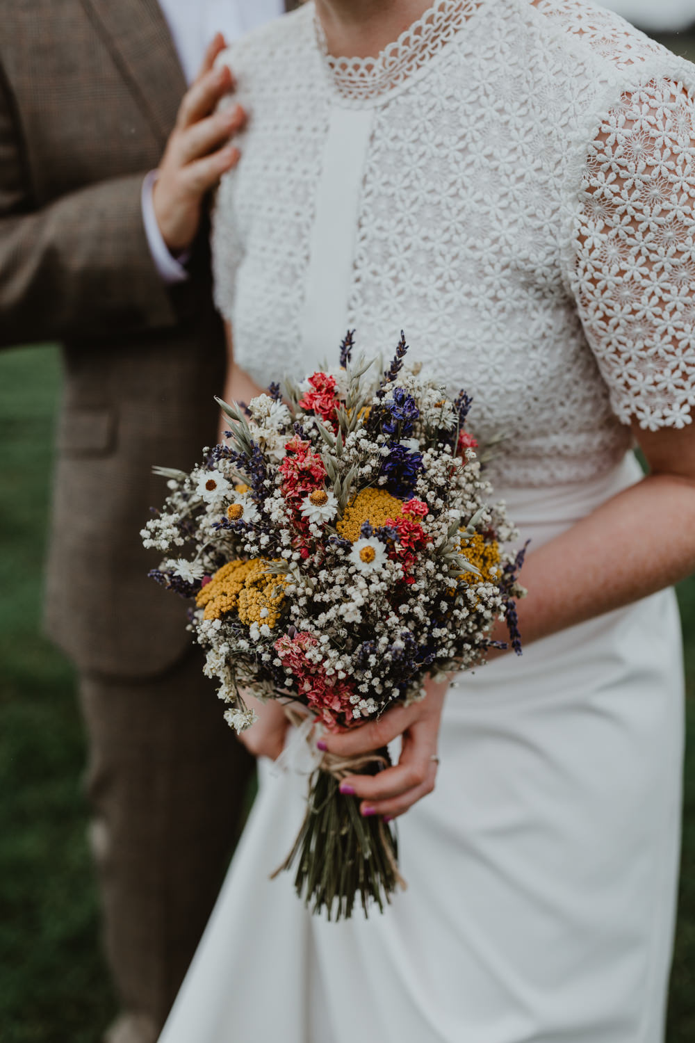 Dried Flowers Bouquet Bride Bridal Chilli Barn Wedding Stevie Jay Photography