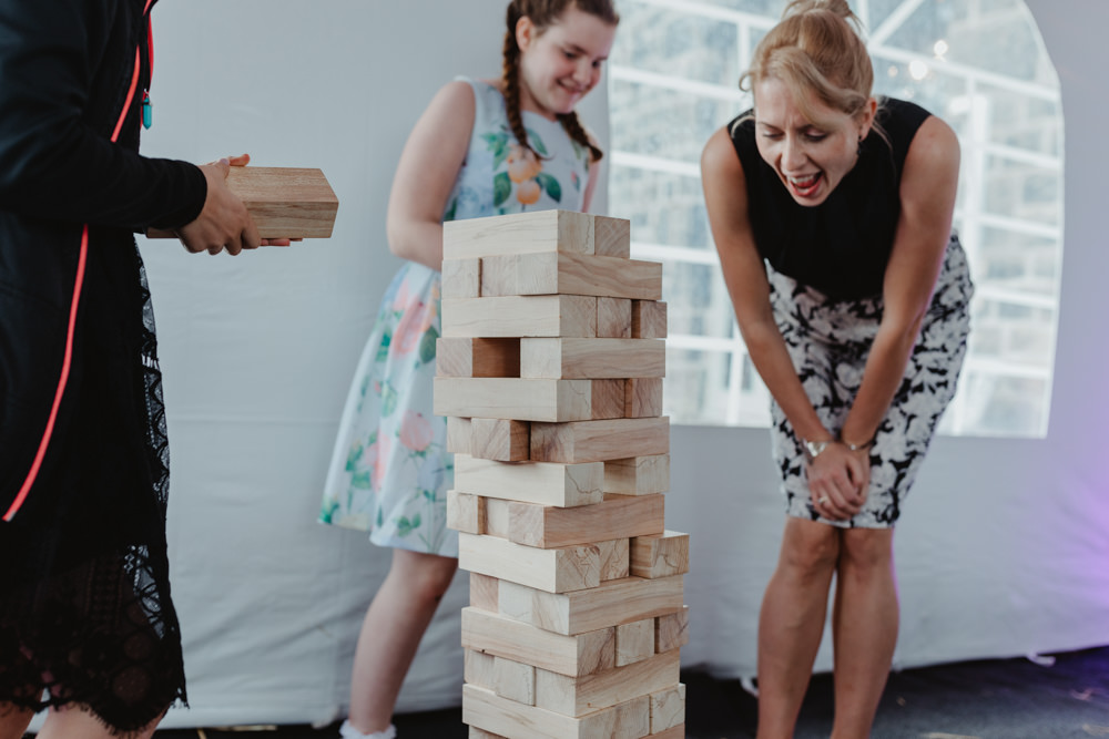 Jenga Game Chilli Barn Wedding Stevie Jay Photography