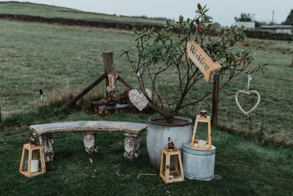 Decor Outside Lanterns Signs Chilli Barn Wedding Stevie Jay Photography
