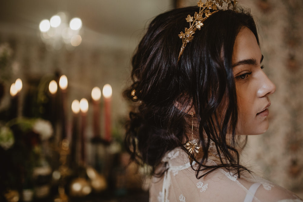 Hair Piece Accessory Bride Bridal Tiara Crown Gold Leaf Edwardian Wedding Ideas Camilla Andrea Photography