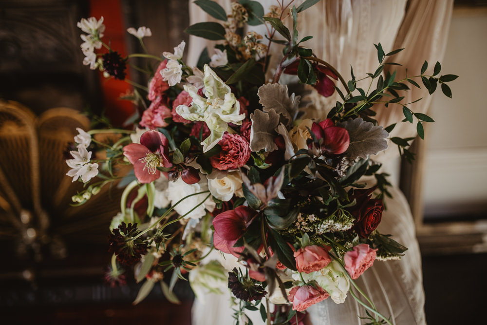 Bouquet Flowers Bride Bridal Hellebores Ranunculus Tulips Roses Edwardian Wedding Ideas Camilla Andrea Photography