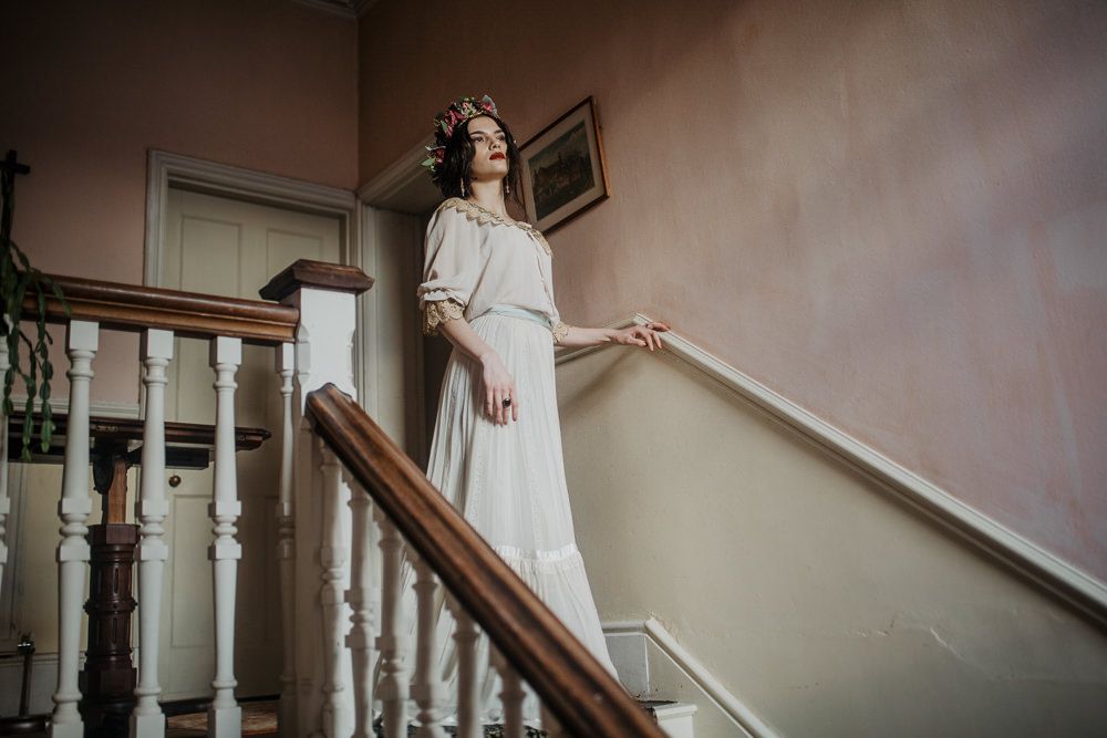 Dress Gown Bride Bridal Sleeves Vintage Edwardian Wedding Ideas Camilla Andrea Photography