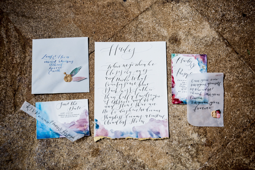 Stationery Invitations Invite Calligraphy Watercolour Ethereal Romantic Wedding Ideas Katherine Newman Photography
