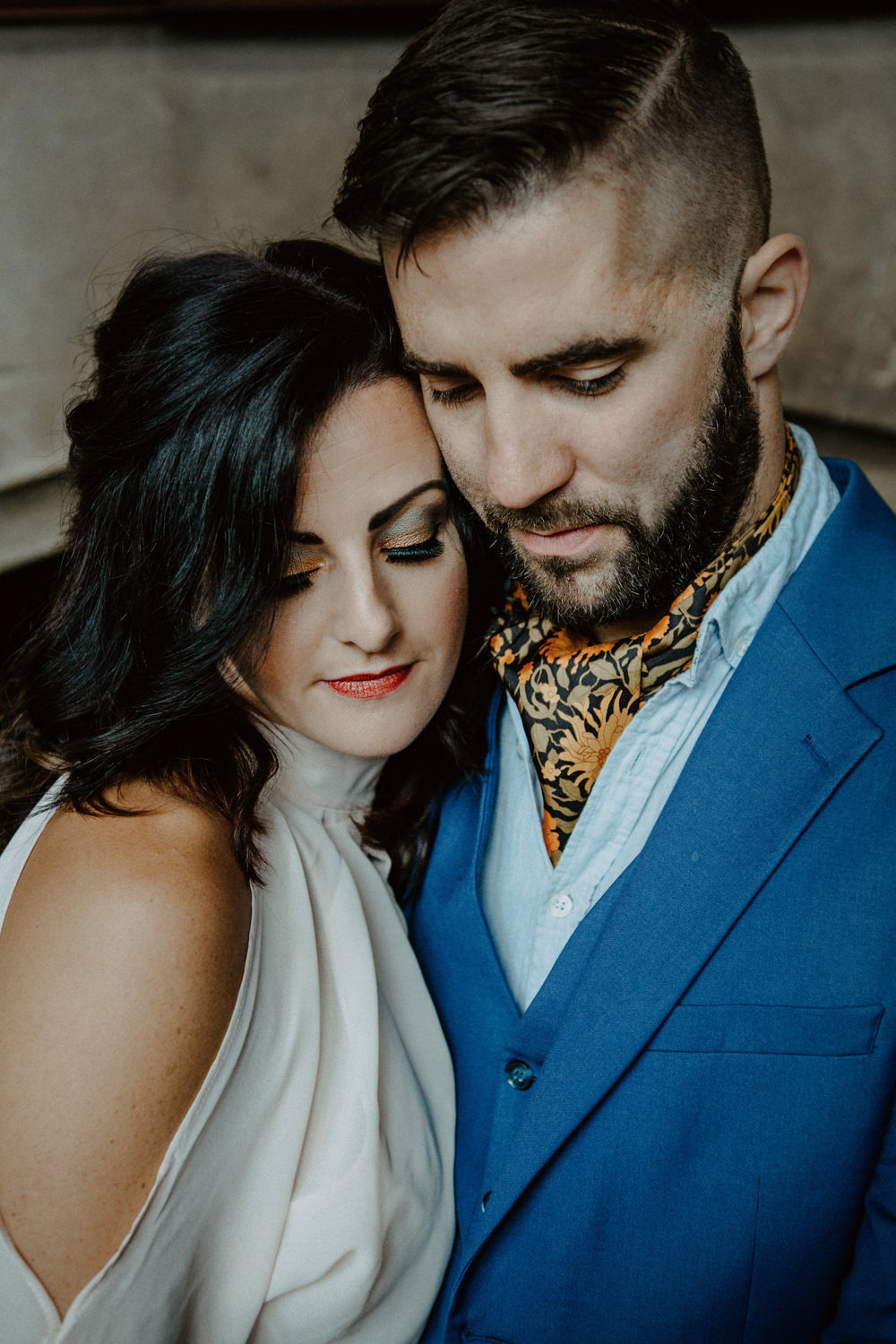 Groom Suit Blue Scarf Tie Cravat Ethereal Romantic Wedding Ideas Katherine Newman Photography