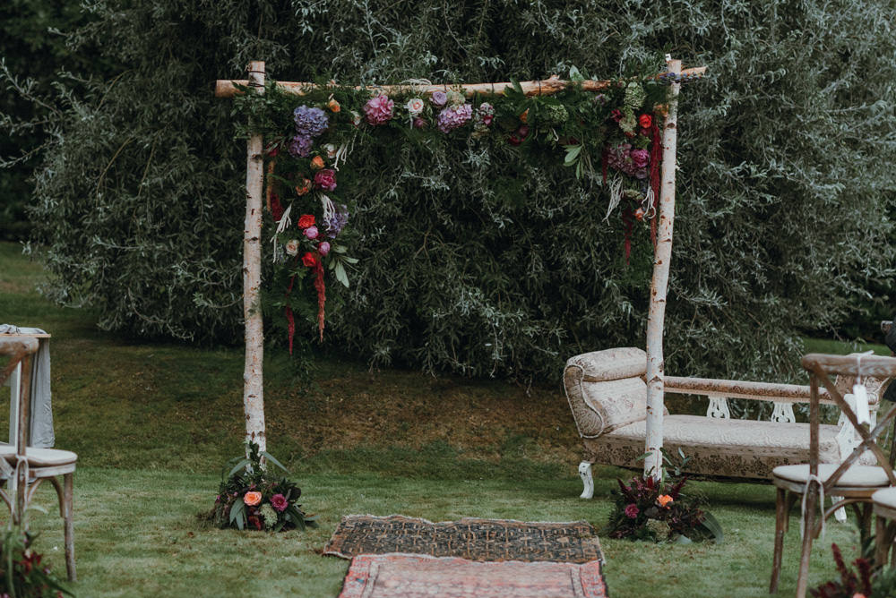 Ceremony Arch Floral Greenery Persian Rug Felin Newydd House Wedding Christopherian.co.uk