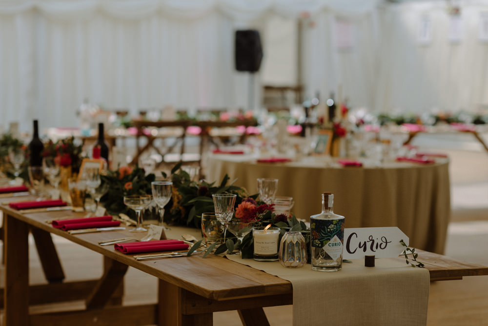 Banqueting Table Runner Red Napkin Foliage Garland Felin Newydd House Wedding Christopherian.co.uk