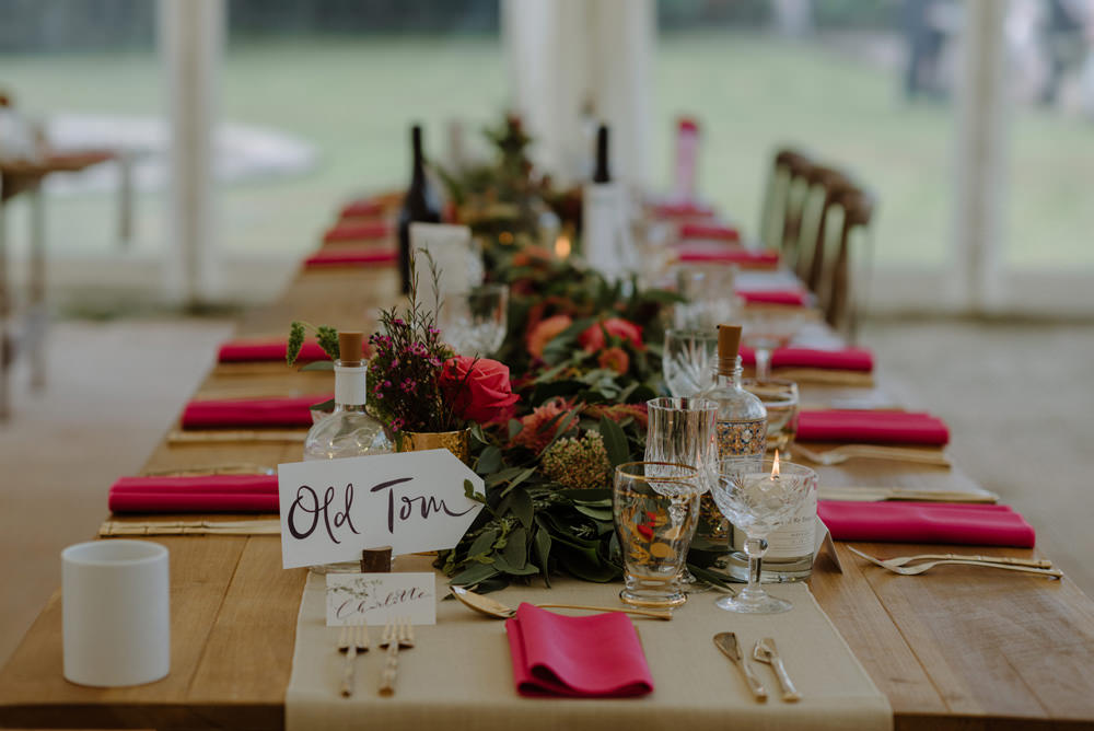 Foliage Garland Floral Red Napkin Felin Newydd House Wedding Christopherian.co.uk