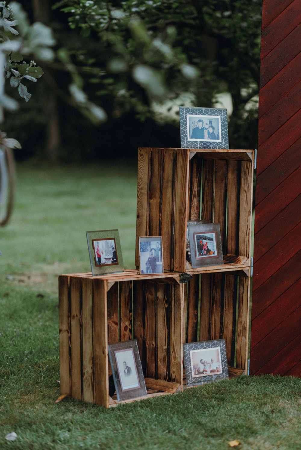 Vintage Wooden Crates Photo Display Felin Newydd House Wedding Christopherian.co.uk