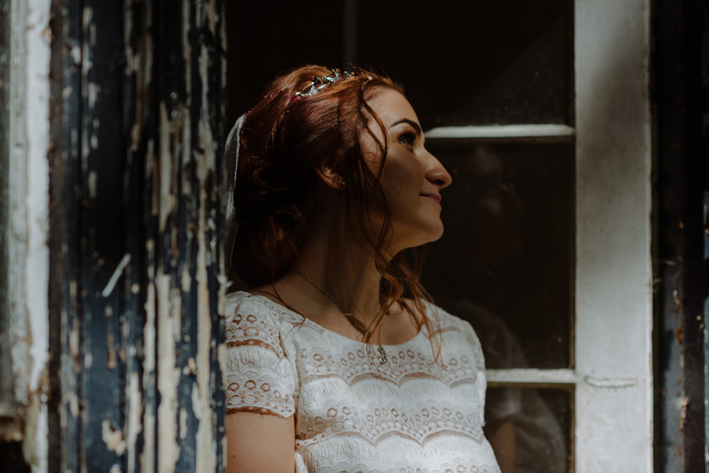 Bride Bridal Short Cap Sleeve Lace Dress Felin Newydd House Wedding Christopherian.co.uk