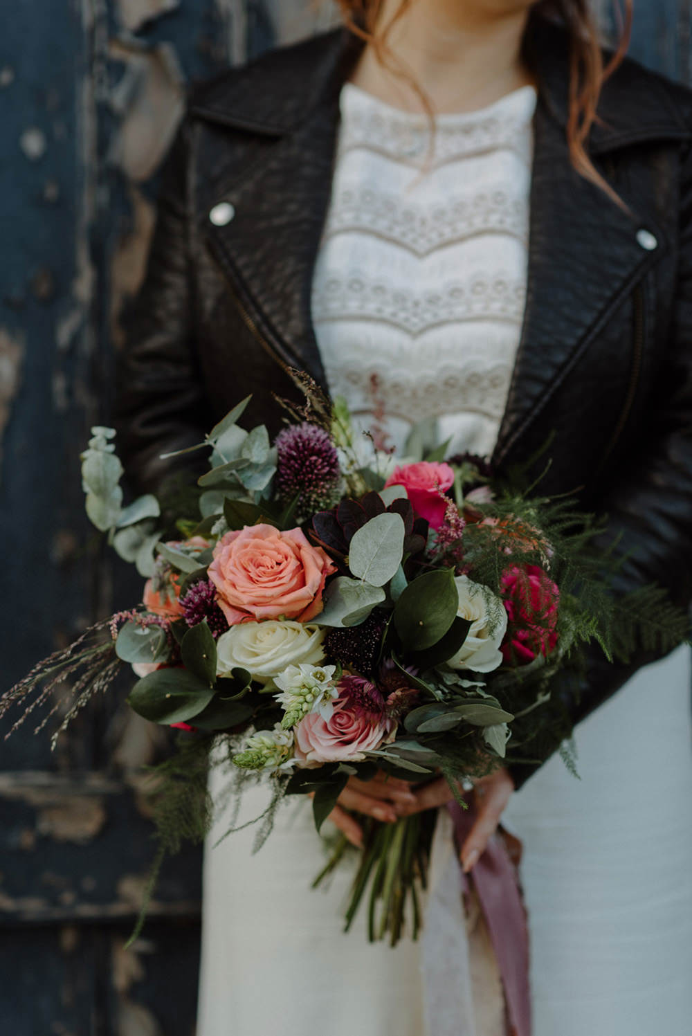 Bride Bridal Bouquet Foliage Eucalyptus Peach Rose Pink Felin Newydd House Wedding Christopherian.co.uk