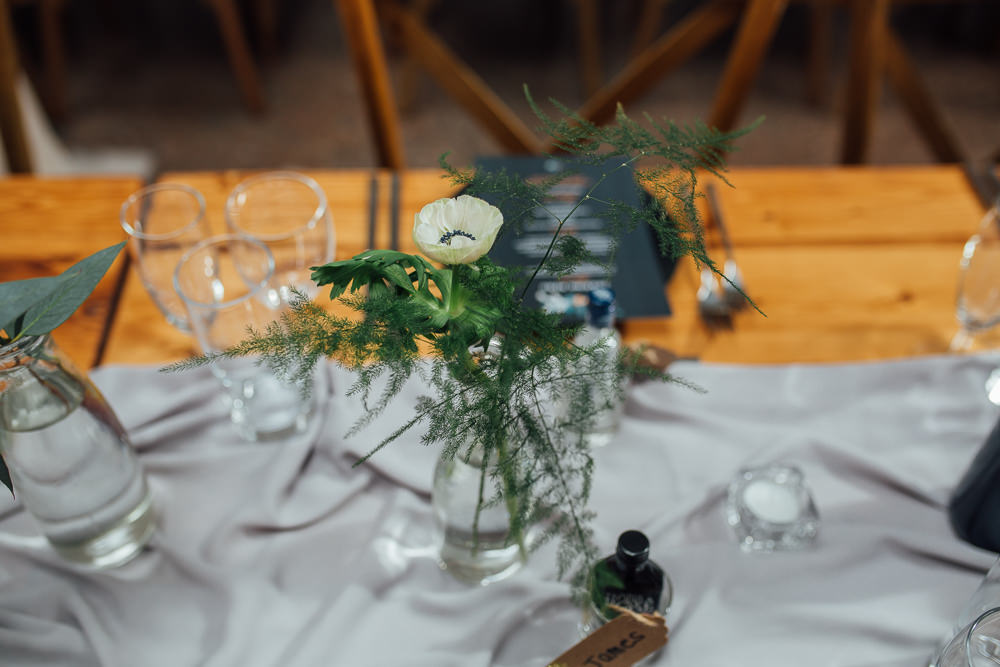 Bottle Flowers Table Centrepiece Fivefourstudios Wedding Ellie Grace Photography
