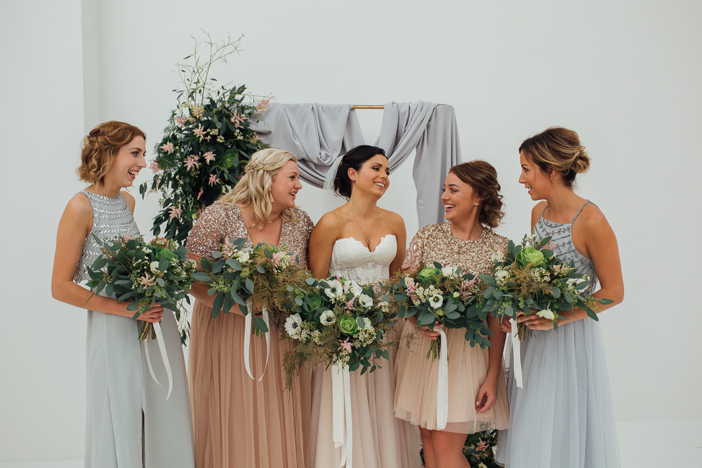 Bridesmaid Bridesmaids Dress Dresses Sequin Mismatched Pastel Fivefourstudios Wedding Ellie Grace Photography