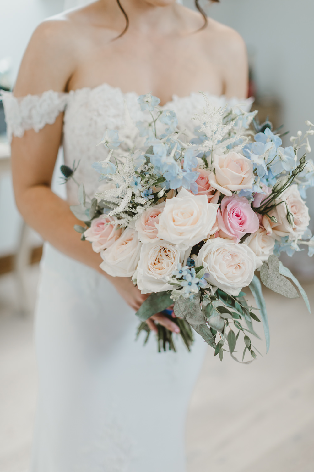 Bouquet Flowers Bride Bridal Pink Blue Rose Astilbe GG’s Yard Wedding Amy Lou Photography