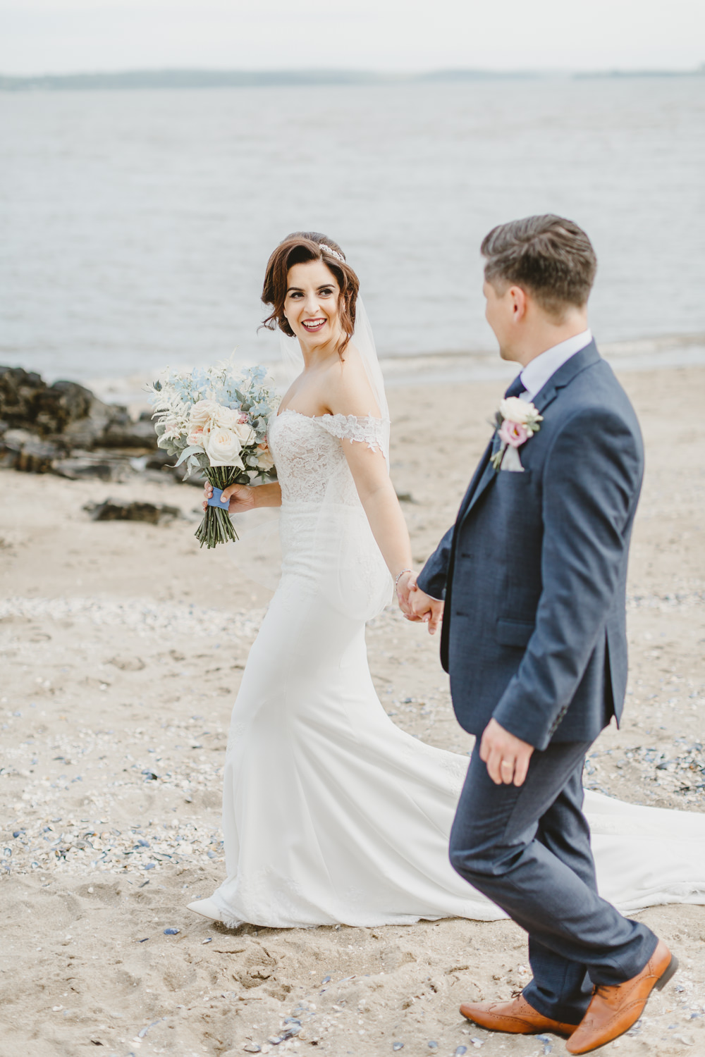 Bardot Sleeve Off Shoulder Dress Bride Bridal Gown Lace Sweetheart Fit Flare GG’s Yard Wedding Amy Lou Photography