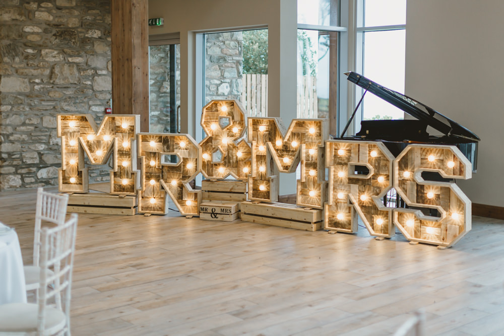 Wooden Letter Lights Lighting GG’s Yard Wedding Amy Lou Photography