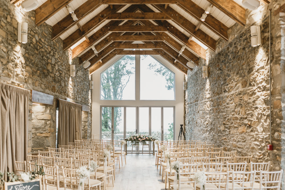 Barn Venue Scotland Ceremony Aisle GG’s Yard Wedding Amy Lou Photography