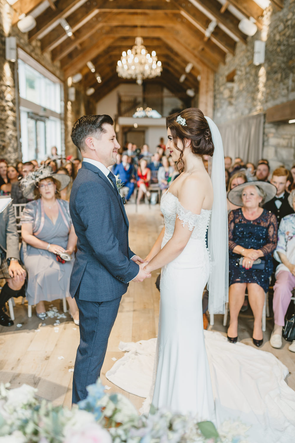 Bardot Sleeve Off Shoulder Dress Bride Bridal Gown Lace Sweetheart Fit Flare GG’s Yard Wedding Amy Lou Photography