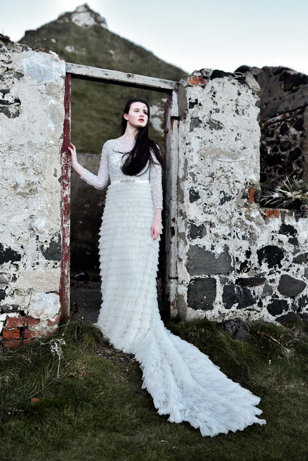 Dress Gown Bride Bridal Eliza Jane Howell Ruffle Belt Sleeves Train Game Of Thrones Wedding Tara Florence