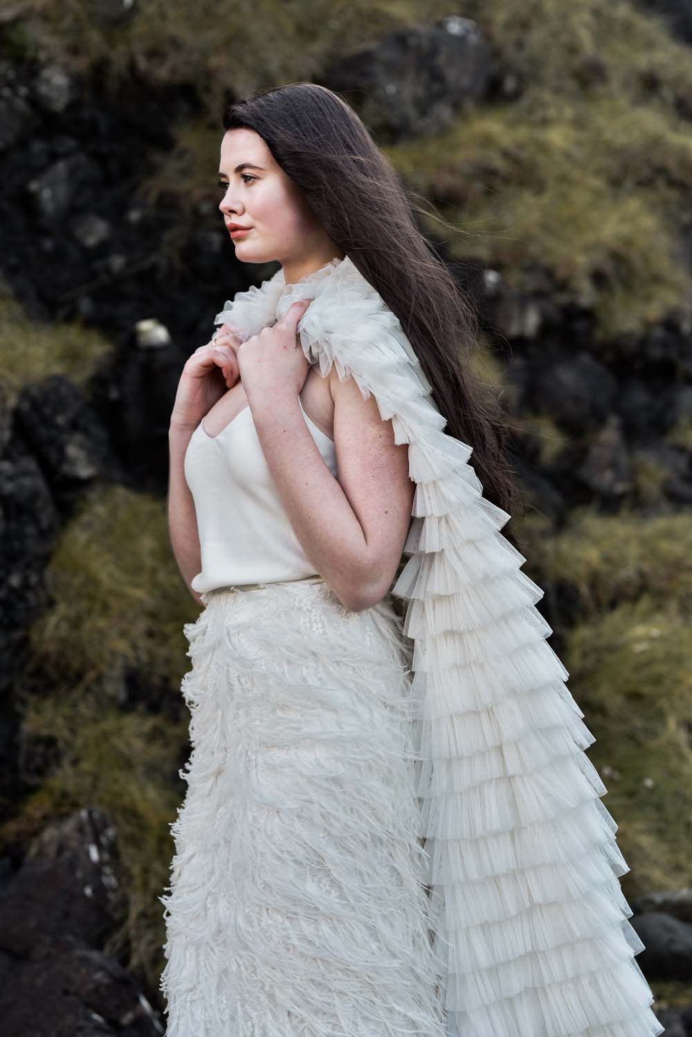 Dress Gown Bride Bridal Eliza Jane Howell Ruffle Belt Train Cape Game Of Thrones Wedding Tara Florence