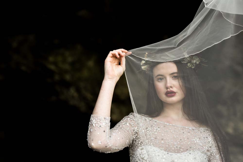 Dress Gown Bride Bridal Eliza Jane Howell Celestial Stars Starry Veil Flower Crown Game Of Thrones Wedding Tara Florence