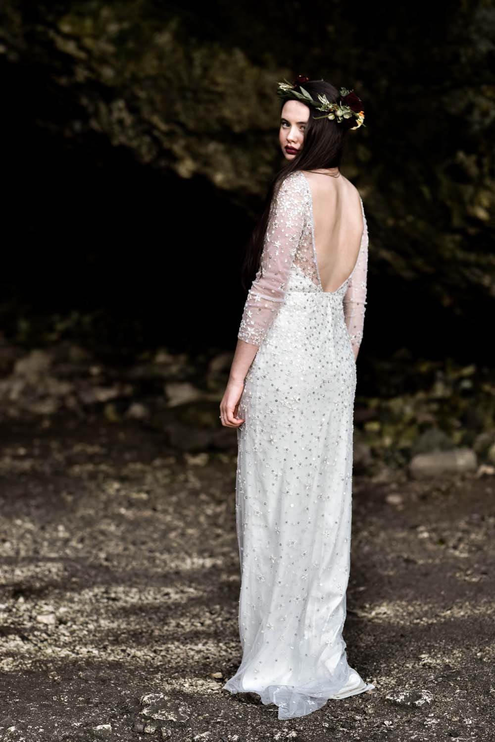 Dress Gown Bride Bridal Eliza Jane Howell Celestial Stars Starry Flower Crown Game Of Thrones Wedding Tara Florence