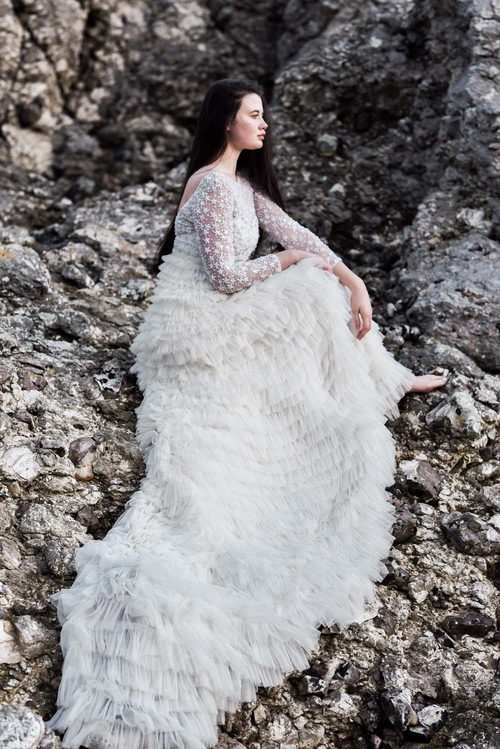 Dress Gown Bride Bridal Eliza Jane Howell Ruffle Belt Sleeves Train Game Of Thrones Wedding Tara Florence