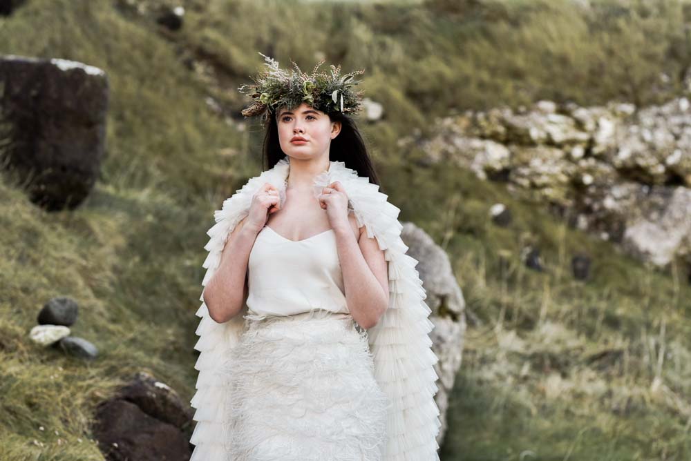 Dress Gown Bride Bridal Eliza Jane Howell Ruffle Belt Train Cape Game Of Thrones Wedding Tara Florence