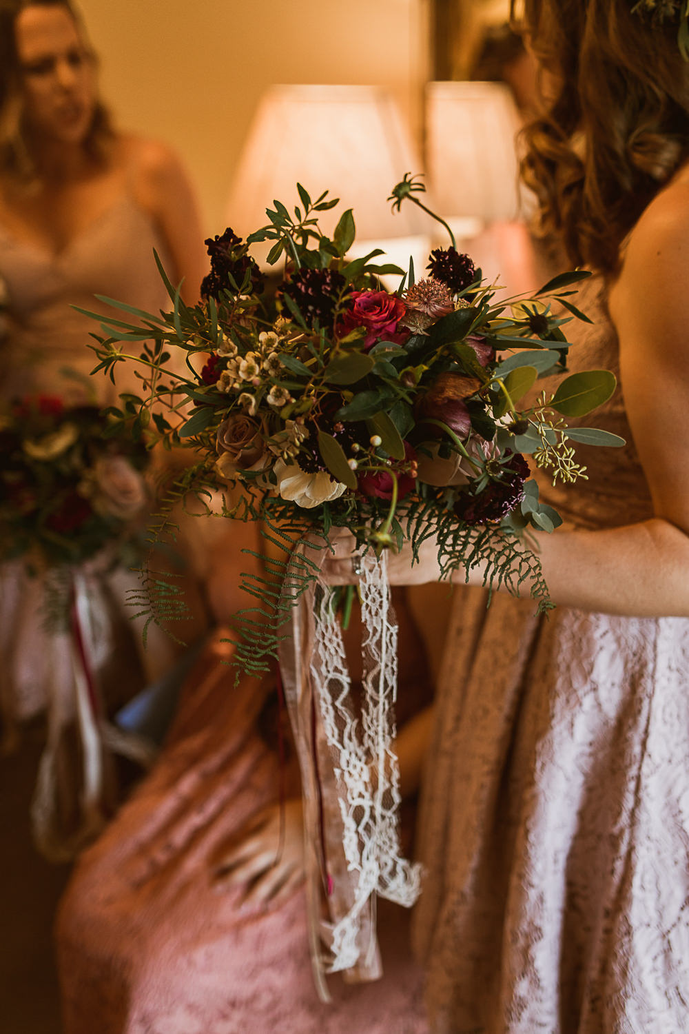 Bouquet Flowers Bride Bridal Foliage Greenery Rose Anemone Ribbons Gate Street Barn Wedding The Springles