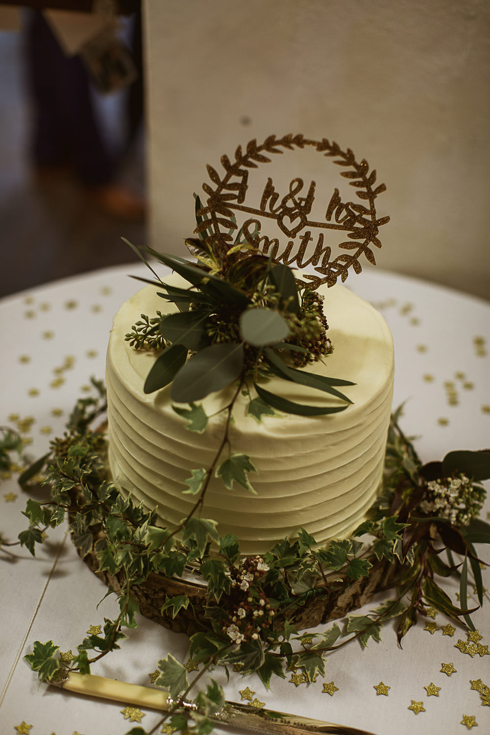 Buttercream Cake Foliage Greenery Topper Gate Street Barn Wedding The Springles