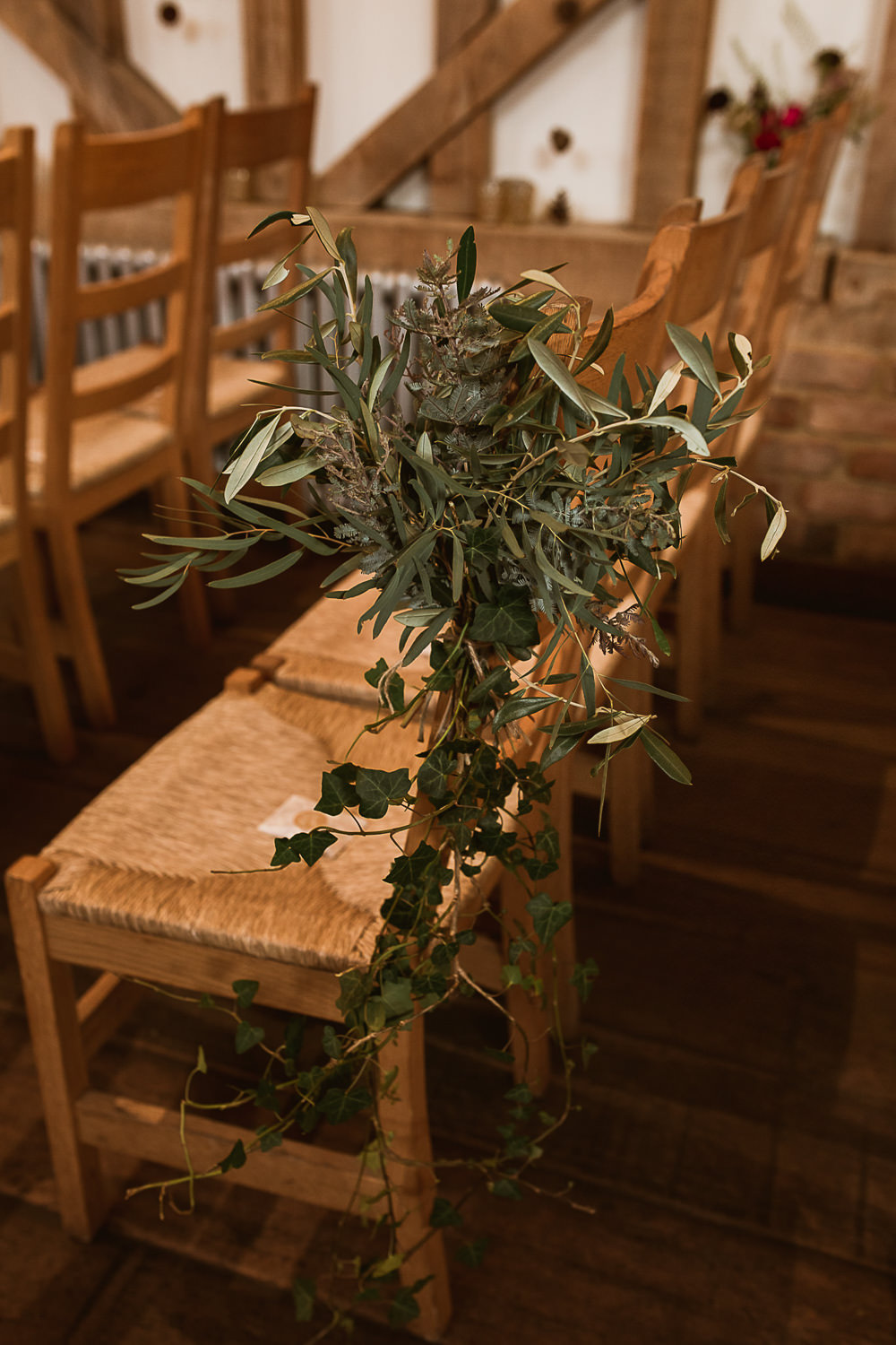 Foliage Greenery Pew End Chair Aisle Flowers Gate Street Barn Wedding The Springles