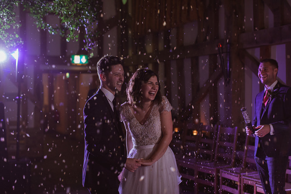 Confetti Cannon Dancefloor Gate Street Barn Wedding The Springles