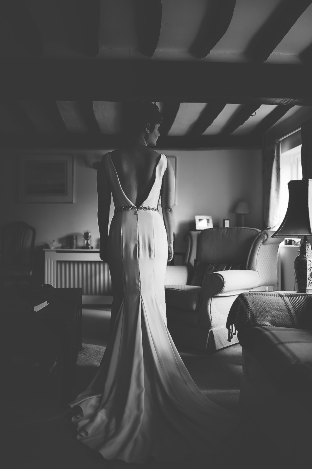 Bride Bridal Dress Gown Alan Hannah Dinah Crepe Belt Train Gilbert Whites House Barn Wedding Carrie Lavers Photography