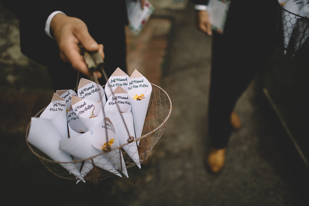 Confetti Cones Gilbert Whites House Barn Wedding Carrie Lavers Photography