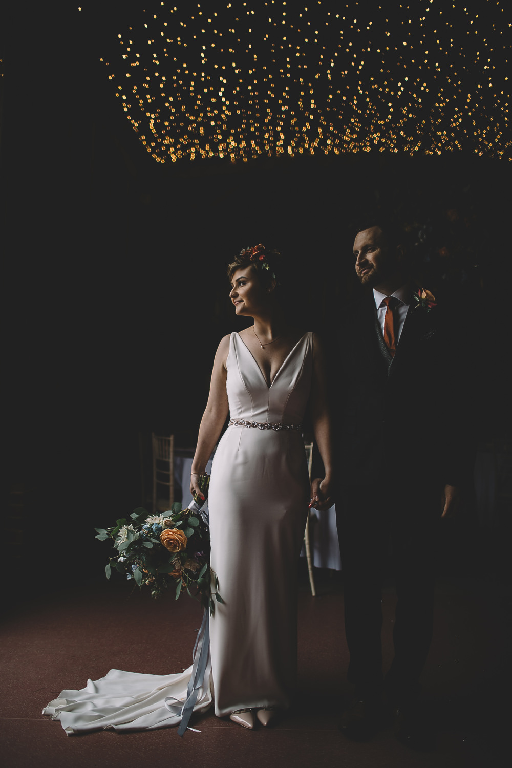Bride Bridal Dress Gown Alan Hannah Dinah Crepe Belt Train Gilbert Whites House Barn Wedding Carrie Lavers Photography