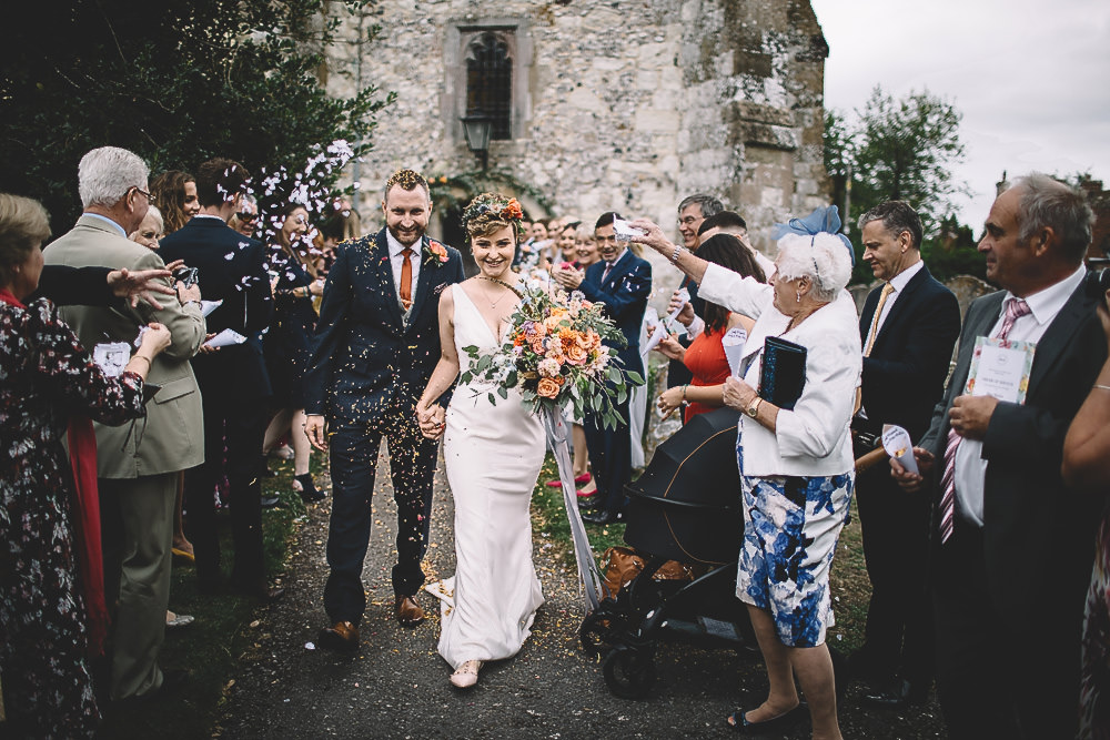 Confetti Throw Gilbert Whites House Barn Wedding Carrie Lavers Photography