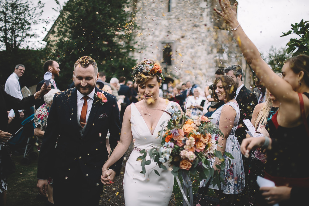 Confetti Throw Gilbert Whites House Barn Wedding Carrie Lavers Photography