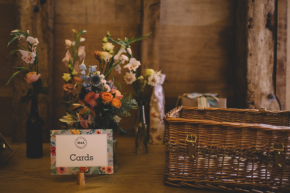 Card Box Hamper Basket Table Gilbert Whites House Barn Wedding Carrie Lavers Photography