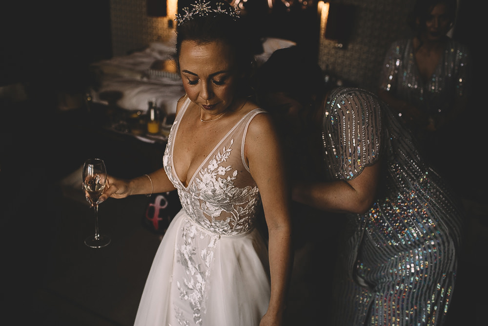 Dress Gown Bride Bridal Made With Love Embroidered Floral Tulle Skirt Straps Train Hampton Manor Wedding Carrie Lavers Photography
