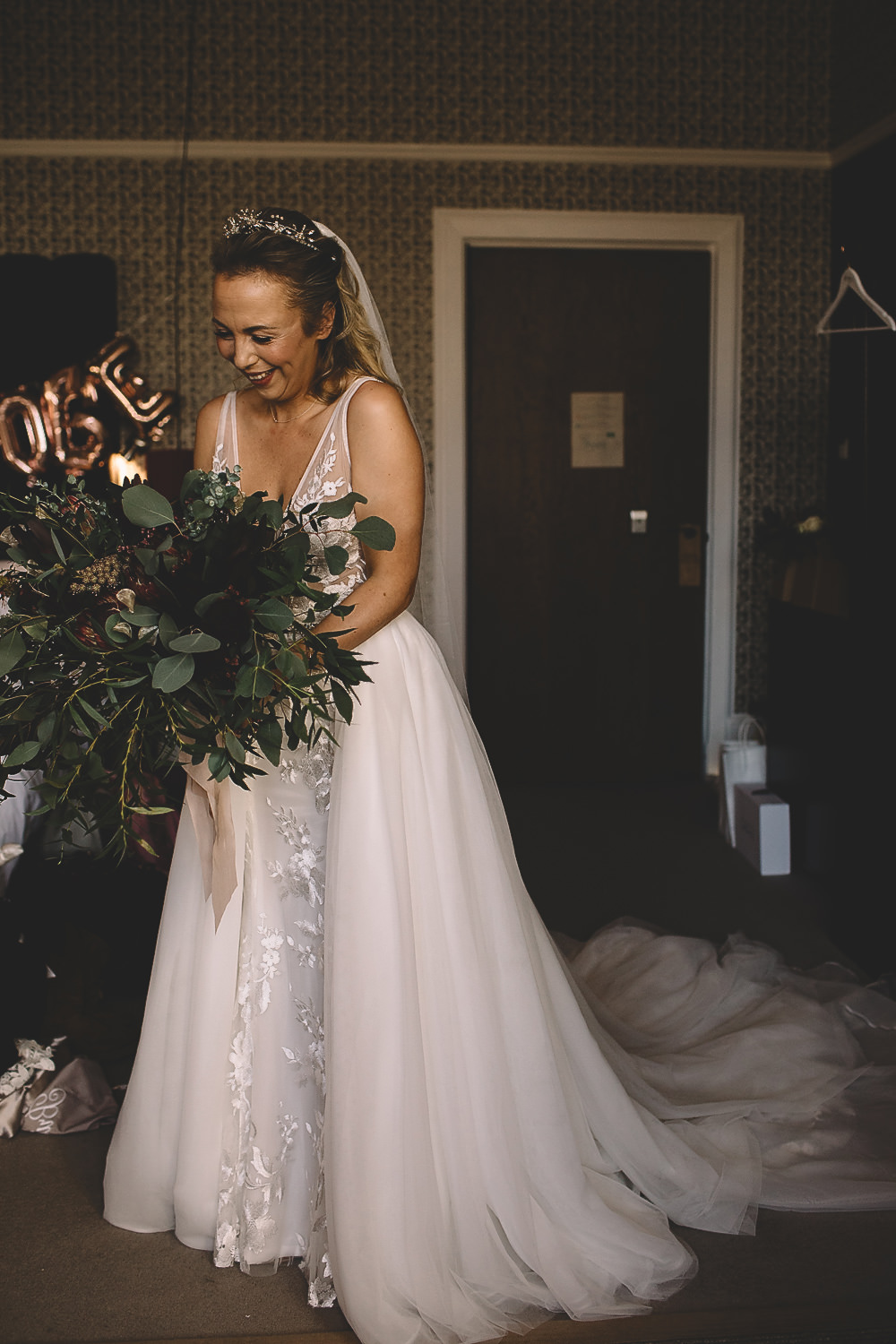 Dress Gown Bride Bridal Made With Love Embroidered Floral Tulle Skirt Straps Train Hampton Manor Wedding Carrie Lavers Photography