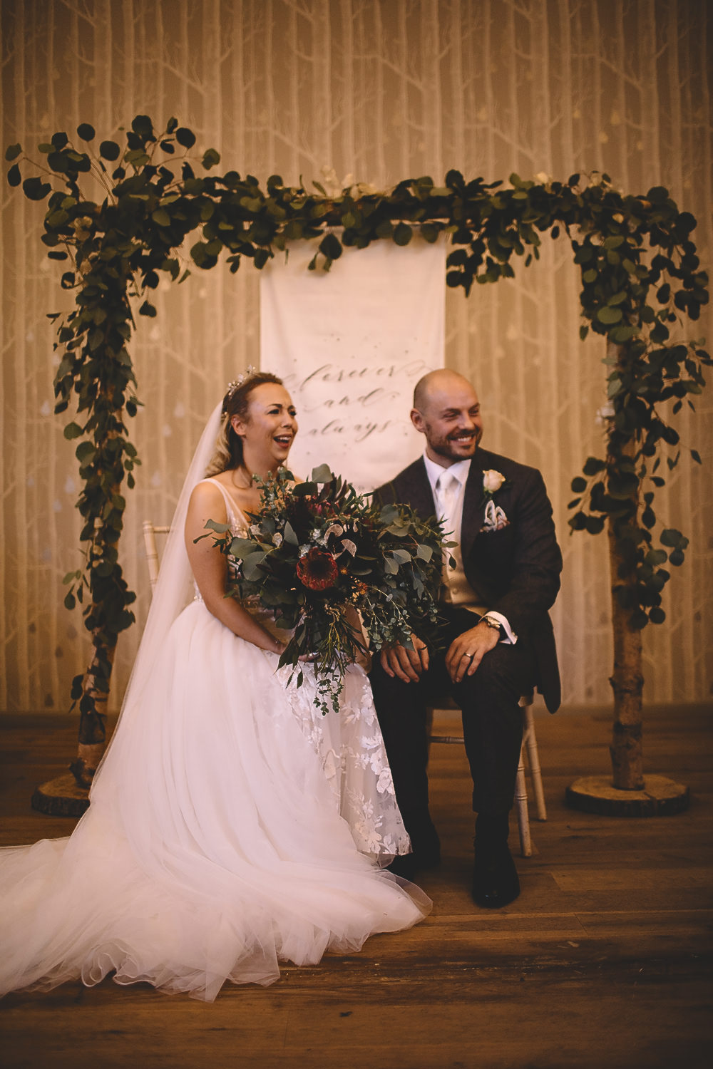 Ceremony Aisle Greenery Foliage Arrch Backdrop Banner Hampton Manor Wedding Carrie Lavers Photography