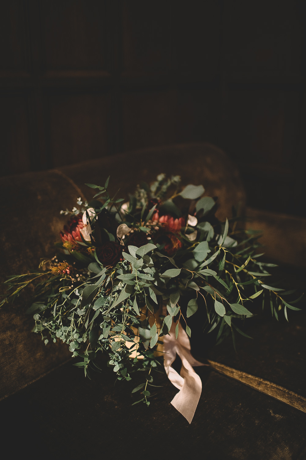 Greenery Foliage Bouquet Flowers Bride Bridal Protea Hampton Manor Wedding Carrie Lavers Photography
